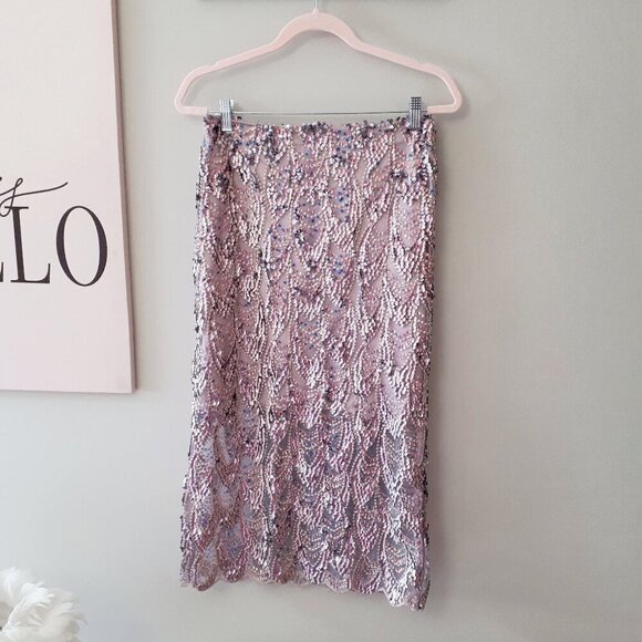 NWT Zara purple sequin and embroidered midi skirt, XS - Picture 10 of 13
